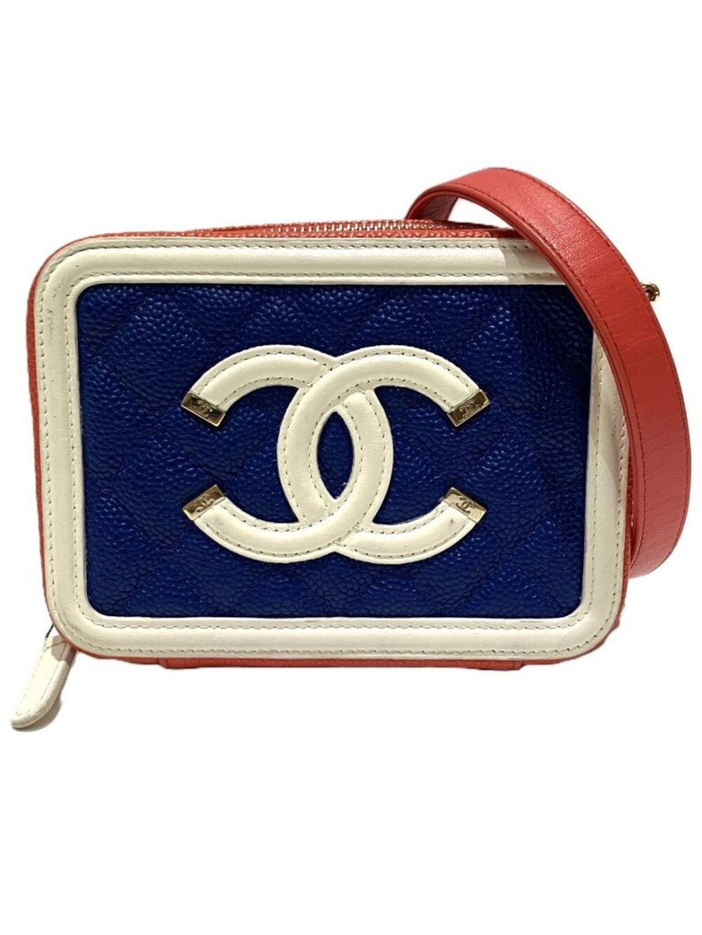 Chanel CC Logo CC Filigree Quilted Shoulder Bag Caviar Leather